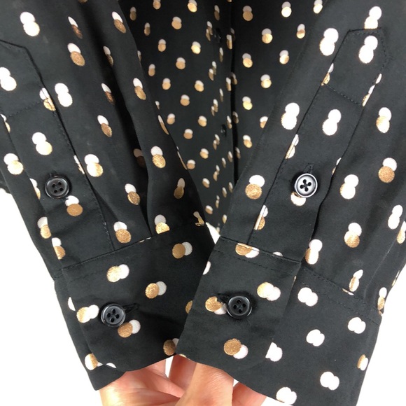 Who What Wear Long Sleeve Polka Dot Button Up Shier Sz L - Picture 5 of 10